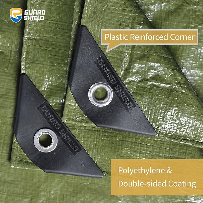 GUARD SHIELD Tarp Green 10x10 Feet Multi Purpose Waterproof Poly Tarp Cover 5mil (2-Pack)