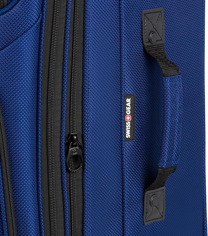 SwissGear Sion Softside Expandable Luggage, Blue, Checked-Medium 25-Inch