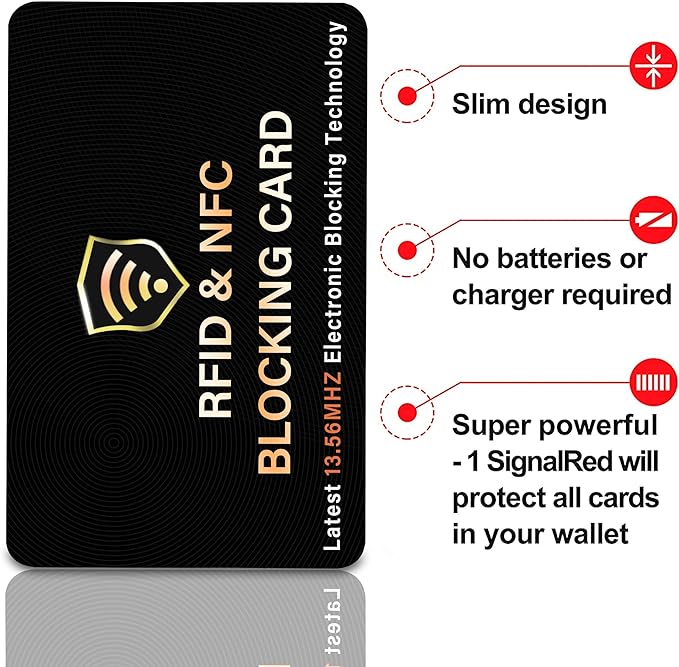 SaiTech IT 10 Pack RFID Blocking Card, One Card Protects Entire Wallet Purse, NFC Contactless Bank Debit Credit Card Protector ID ATM Guard Card Blocker–(Black)