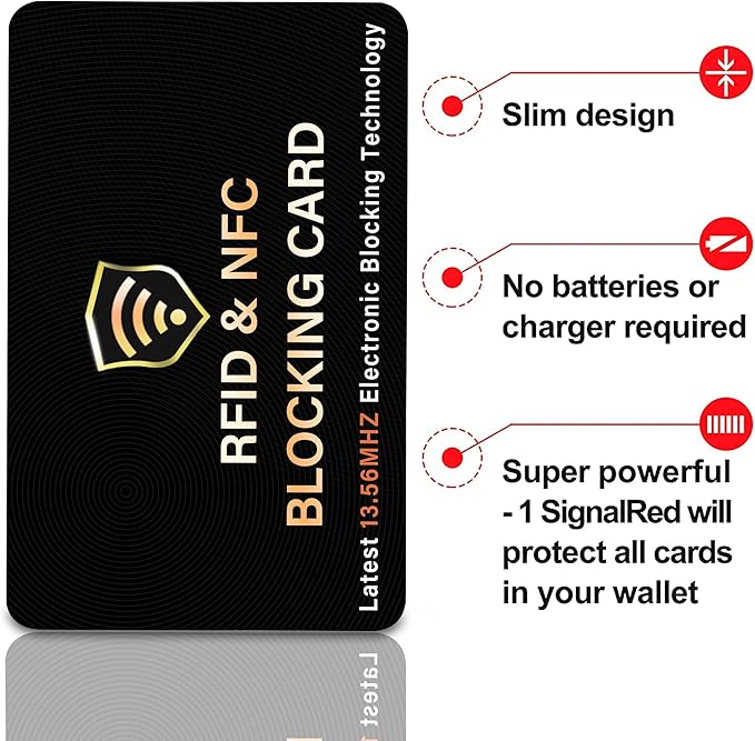SaiTech IT 20 Pack RFID Blocking Card, One Card Protects Entire Wallet Purse, NFC Contactless Bank Debit Credit Card Protector ID ATM Guard Card Blocker–(Black)