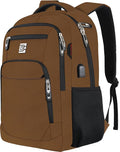 Laptop Backpack,Business Travel Anti Theft Slim Durable Laptops Backpack with USB Charging Port,Water Resistant College Computer Bag for Women & Men Fits 15.6 Inch Laptop and Notebook-Brown