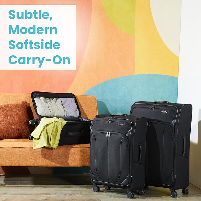 American Tourister 4 KIX 2.0 Expandable Softside Luggage with Spinner Wheels, 20 SPINNER, PURPLE ORCHID