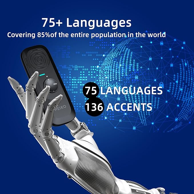 Peiko 136 Language Translation Device, Two-Way Real-time AI Voice Instant Online Translator, Mini Tech Gadget, Offline Translation, Learning Travel and Business Communication