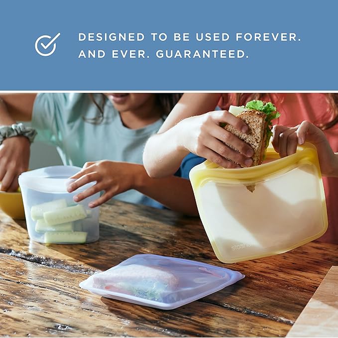 Stasher Premium Silicone Reusable Food Storage Bags, 2-Pack, Multi, Multi-Use Food Storage Bags, Lunch Bag, Travel Containers, BPA Free, Leak-free, Dishwasher-Safe, Eco-friendly