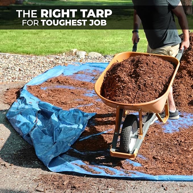 Tarps Heavy Duty Waterproof 20x30-12 mil Thick Camping Tent - Blue Tarp 20x30 UV Resistant, Rip & Tear Proof with Metal Grommets – Multipurpose Use for Camping, Tent, Boat, RV, Car, & Pool Cover