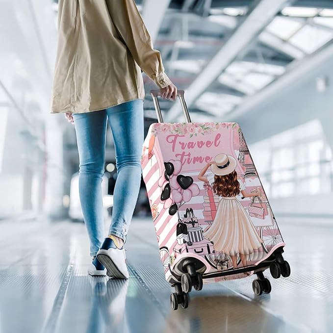 Travel Luggage Cover Suitcase Protector Fits 18-32 Inch Wheel Covers PatternedTravel Related Items Flower Luggage Protector Elastic S