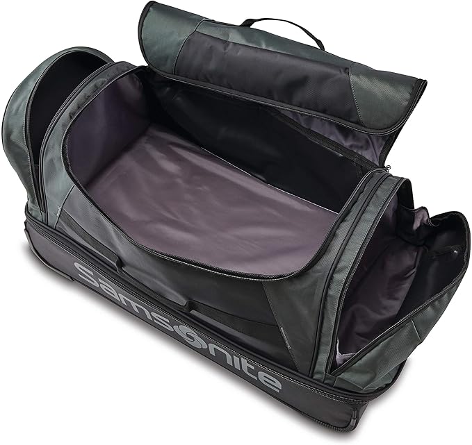 Samsonite Andante 2 Wheeled Duffel Bag – 22-Inch Durable Rolling Luggage with Inline Skate Wheels, Push-Button Handle & Spacious Compartments – Travel-Friendly and Lightweight - Moss Green/Black