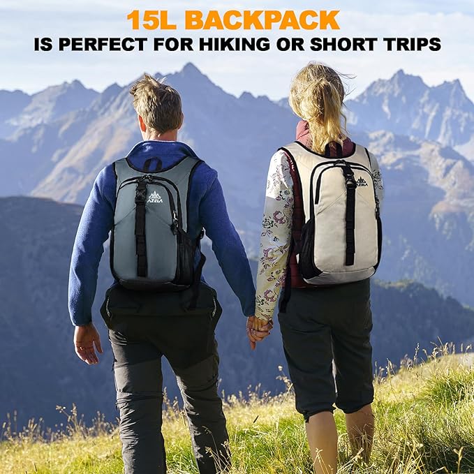Seektop 15L Small Hiking Backpack for Women Men, Foldable Packable Backpack with Phone Pocket, Lightweight Travel Daypack for Hiking Camping Outdoor (Gray)