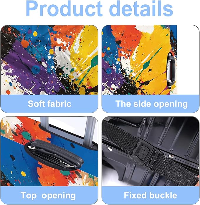 Luggage Cover Washable Suitcase Protector Anti-scratch Suitcase cover Fits 20-34 Inch Luggage (Watercolor, L(28-30inch suitcase))