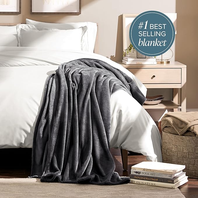 Bare Home Fleece Blanket - King Size - Ultra-Soft Lightweight for Bed, Sofa, and Couch - Luxury Microplush - Cozy Warm Blanket (King, Forged Iron Grey)