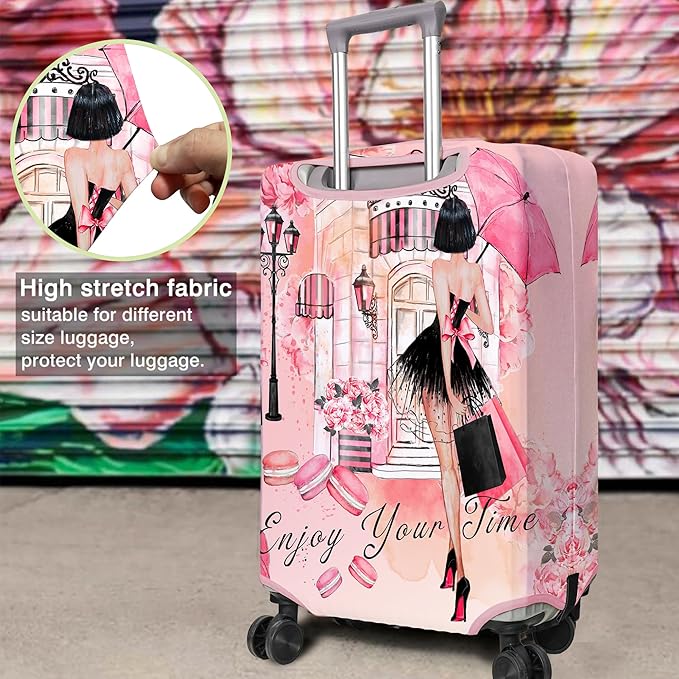 Travel Luggage Cover Suitcase Protector Fits 18-32 Inch Wheel Covers PatternedTravel Related Items Flower Luggage Protector Elastic M