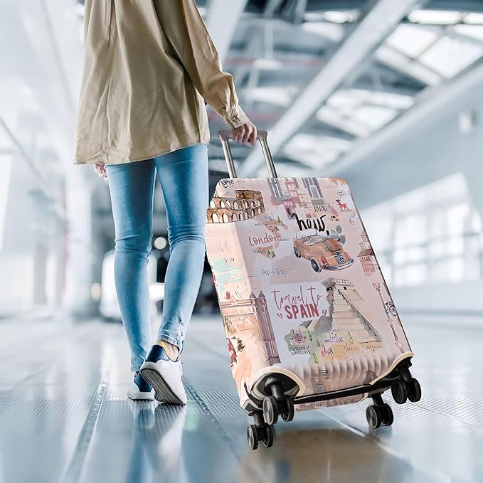 Travel Luggage Cover Suitcase Protector Fits 18-32 Inch Wheel Covers PatternedTravel Related Items Flower Luggage Protector Elastic S