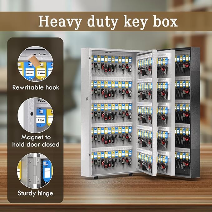 WeHere 360 Lock Box Wall Mount, APP Bluetooth/OTP/Wi-Fi/Fixed Code/Key Unlock, Smart Cabinet With Tag, Organizer Holder, Management Directory for Office, Valet, Realtor, Hotel