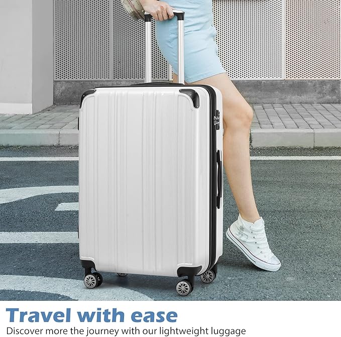 Coolife Luggage Expandable 5 Piece Sets PC+ABS Spinner Suitcase 20 inch 24 inch 28 inch (wine wind new)