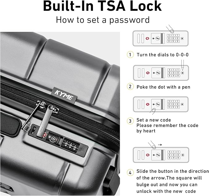 KYME Suitcases with Wheels Hardshell 30 Inch Luggage TSA Approved Large Checked Luggage Durable Travel Rolling Suitcase with Cup Holder for Women Men Silver Grey