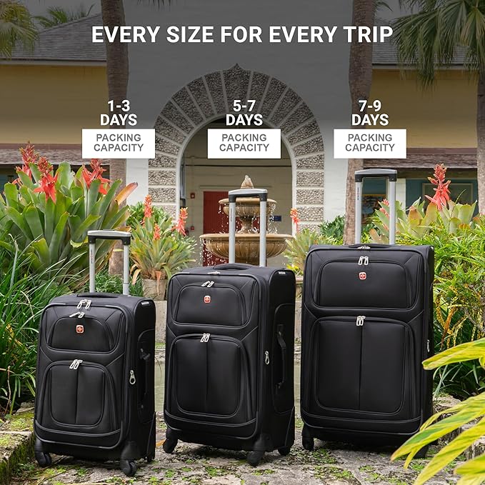 SwissGear Sion Softside Expandable Luggage, Blue, Checked-Large 29-Inch
