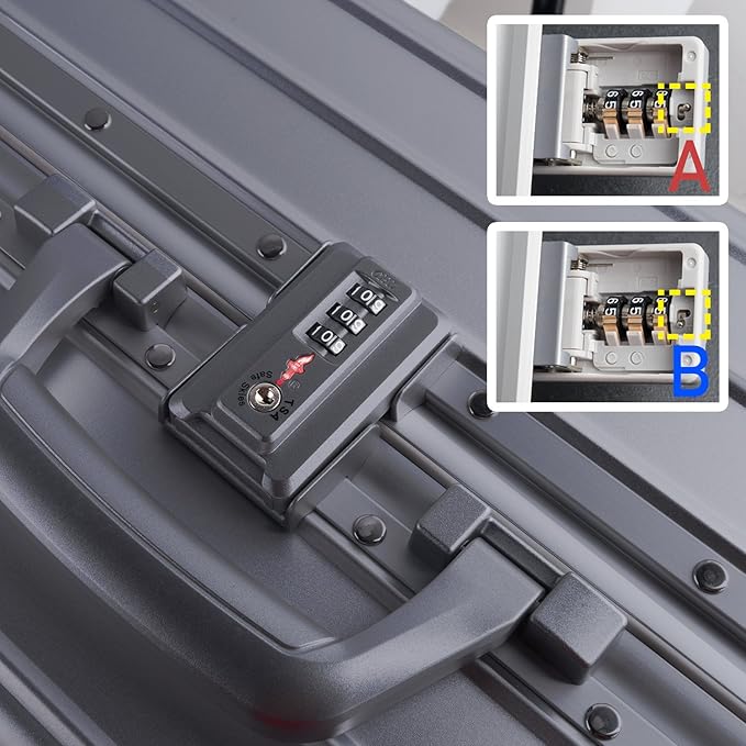 TRAVELKING All Aluminum Luggage Zipperless Hard Shell Luggage Case with TSA Lock Spinner Alloy Metal Suitcase (Grey, 24")