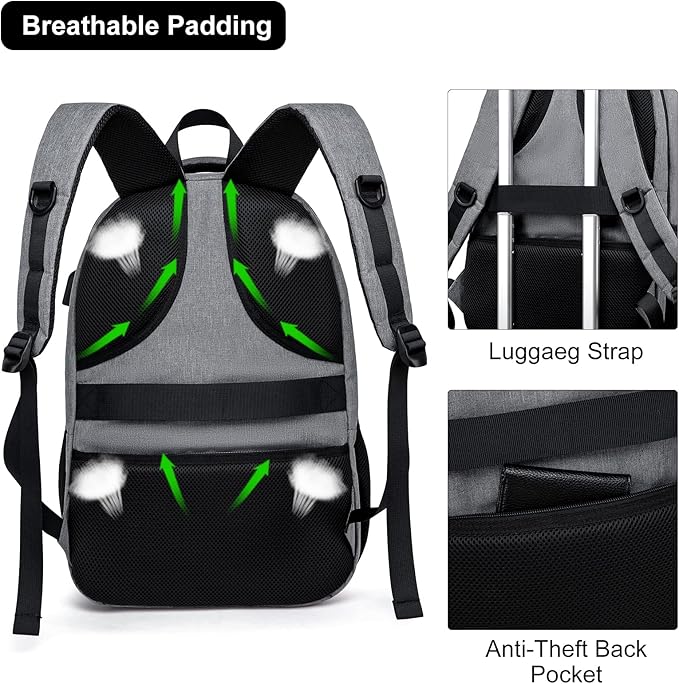 Backpack for Men and Women, School Backpacks for Teen Boys & Girls, Student Bookbag Fits 15.6 Inch Laptop with USB Charging Port, Water Resistant Travel Backpack, Sturdy Anti Theft Computer Bag Gifts