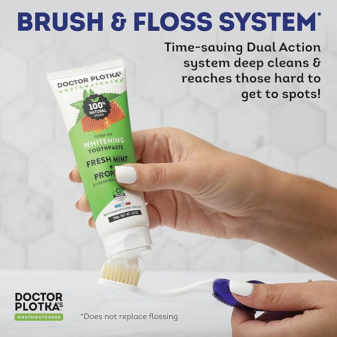 MOUTHWATCHERS Soft Flossing Folding Travel Toothbrush, Blue, Ultra Clean, Good for Sensitive Teeth and Gums, by Dr. Plotka's