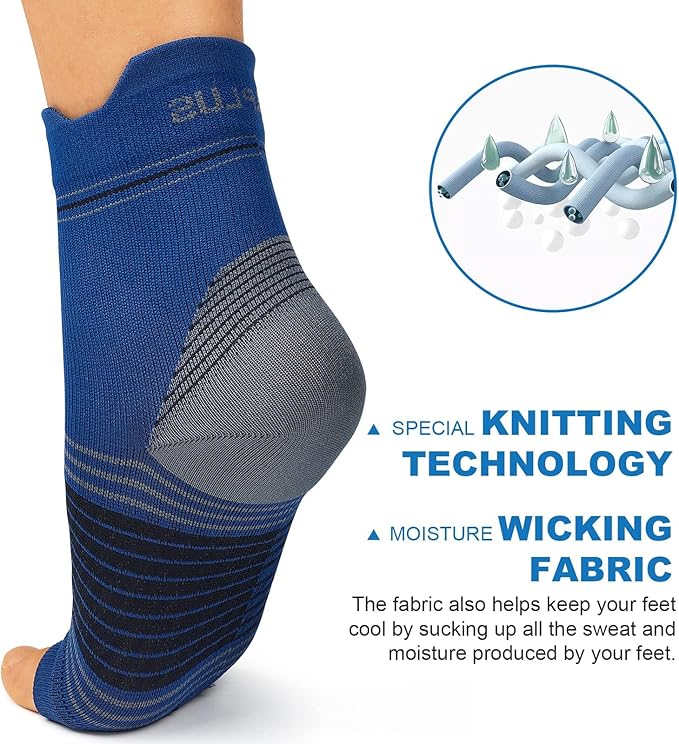 Plantar Fasciitis Sock (6 Pairs) for Men and Women, Compression Foot Sleeves with Arch and Ankle Support (Black, Nude, Navy, Medium)