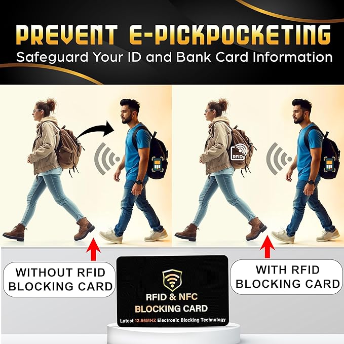 SaiTech IT RFID Blocking Card, One Card Protects Entire Wallet Purse, NFC Contactless Bank Debit Credit Card Protector ID ATM Guard Card Blocker–(Black)