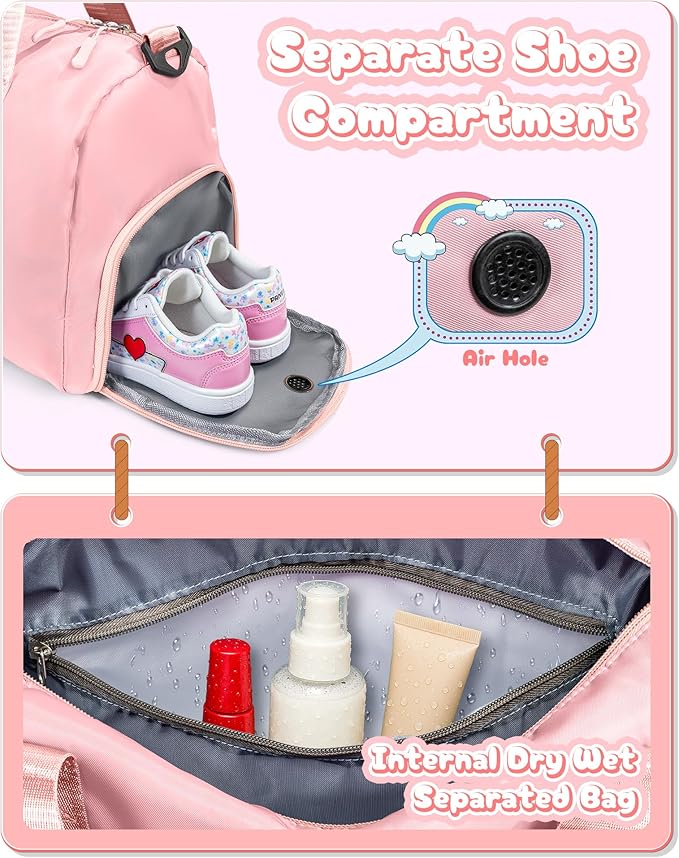 Valentines Day Gift for Girls-Girl Gym Bag with Shoe Compartment, Kid Personalized Weekender Overnight Bags, Initial Travel Tote with Makeup Pouch, Easter Gifts for Teen Daughter (Letter Q)
