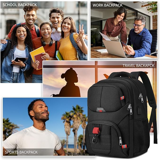 Black Backpack for Men Women, School Backpack for Boys Girls Teens, Backpacks for School, College Back Pack, Book Bag, Water Resistant Bookbag, Business Work Travel mochilas para hombres
