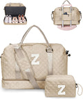 Gifts for Teen Girls 16-18, Birthday Gift-Initial Travel Bag with Shoe Compartment, Personalized Weekender Bag, Monogram Overnight Bag for Women, Letter Travel Bag with Makeup Bag (Letter Z)