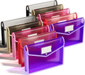 ThinkTex Plastic Expanding File Folder, Transparent Envelopes with Snap Closure,Suitable for Home, Office, School and Hospital, Large Capacity，No Dividers, 5 Colors, Fit Letter/A4 Size-10 Pcs