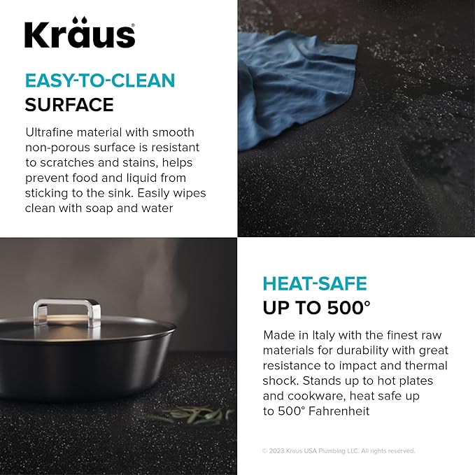 KRAUS Bellucci 28-inch Granite Workstation Drop In Top Mount Single Bowl Kitchen Sink in Metallic Black with Accessories, KGTW12-28MBL