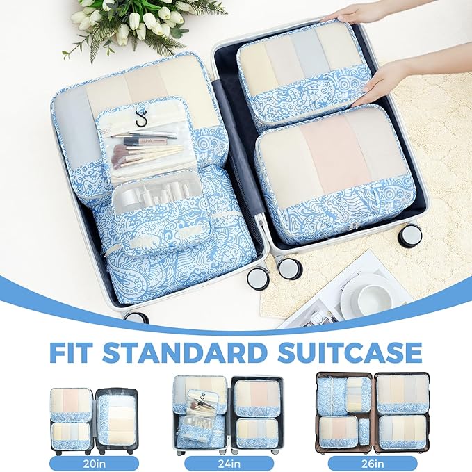 BAGAIL 9 Set Packing Cubes Luggage Packing Organizers for Travel Accessories