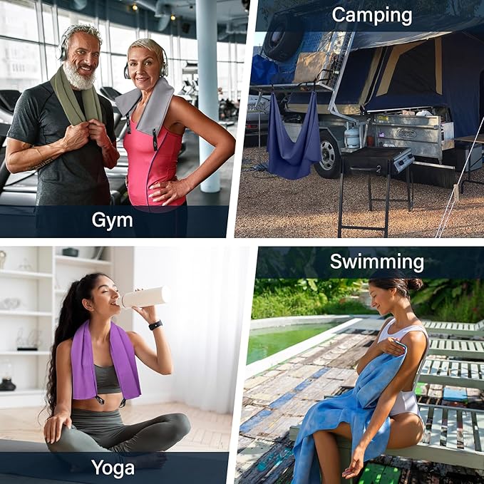 APEXUP Microfiber Travel Towel, Ultra Absorbent Quick Dry Towels, Lightweight Gym Sports Camping Towel for Workout, Yoga, Beach, Shower, Swimming (72"×40", Navy Blue)