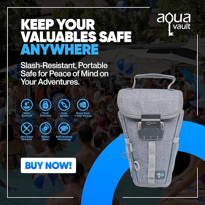 Aquavault | Flex Safe | Beach Chair Vault | Anti theft combination lock | 3 Digit Programmable lock | Water resistant, Slash Resistant and RFID Blocking (Grey)