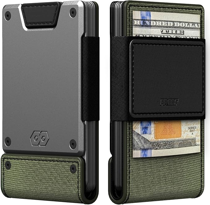 PROOF Wallet | Slim Minimalist Wallets for Men | Leather & Metal | RFID Wallet | Front/Back Pocket | Gift Box | Veteran Owned