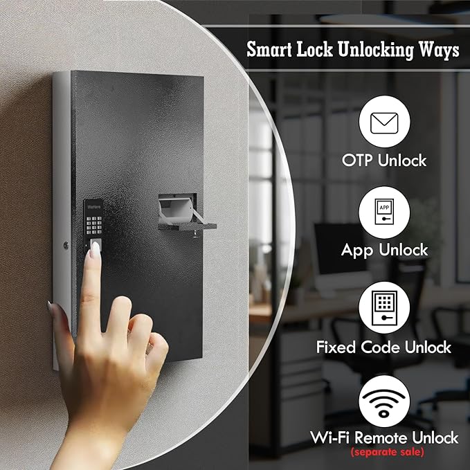 WeHere 104 Keys Lock Box Wall Mount with Key Drop Slot, APP Bluetooth/OTP/Wi-Fi/Fixed Code/Key Unlock, Smart Large Key Cabinet Key Return Box for Hotel,Car Dealerships,Realtors,Office