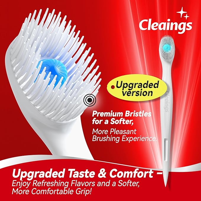cleaings® Mini Disposable Toothbrush Set with Toothpaste – Travel Essentials, Portable Toothbrush for Women & Men, Camping, Road Trip, Vacation, 24 Count-Ice Strawberry Flavor（Pack of 5）