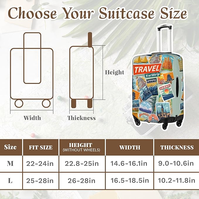 Luggage Cover, Travel Suitcase Covers, Elastic Suitcase Protective Cover, Scratchproof Luggage Protector, Washable Dustproof Trolley Case Protector Fit 22-28 Inch (yb, L（25-28inch suitcase）)
