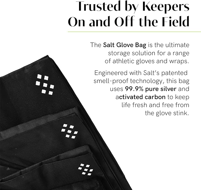 Salt Glove Bag Smell-Proof Durable Odor Containing Bag for Gloves - Size Small - Water-Resistant and Easy to Clean Smell Proof Bag - Black