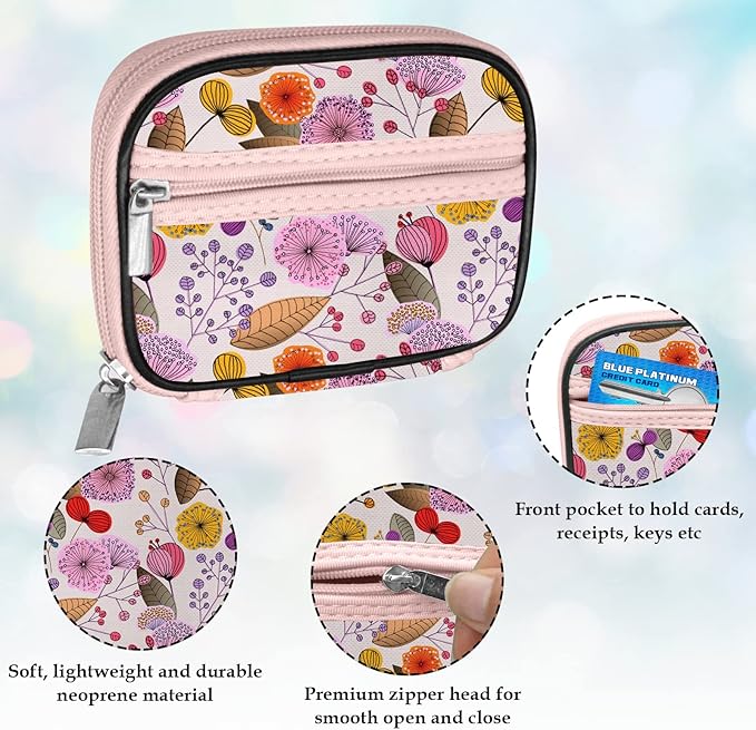 Serfeymi Weekly Travel Pill Organizer Pill Case for Purse with Removable 7 Day Pill Box, Fashionable Travel Medicine Organizer Pill Container for Medicine, Vitamin, Supplement - Bloom 03