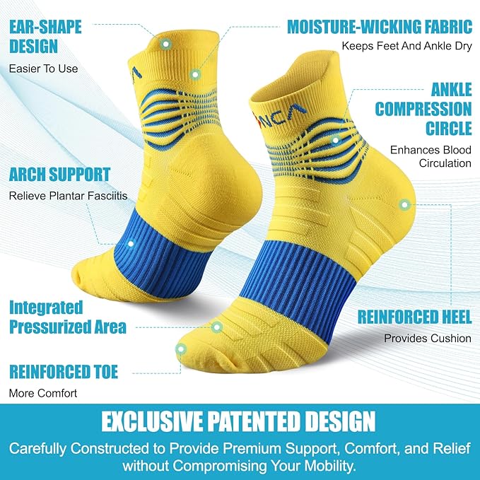 NEENCA Professional Compression Socks, Medical Athletic Ankle Socks for Injury Recovery & Pain Relief, Sports Protection, Circulation —1 Pair, 20-30 mmhg