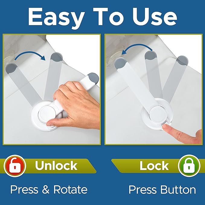 Baby Toilet Lock by Wappa Baby - 9"L x 4"W - Ideal Baby Proof Toilet Lid Lock - No Tools Needed Easy Installation with 3M Adhesive - Top Safety Toilet Seat Lock - Fits Most Toilets - White (1 Pack)