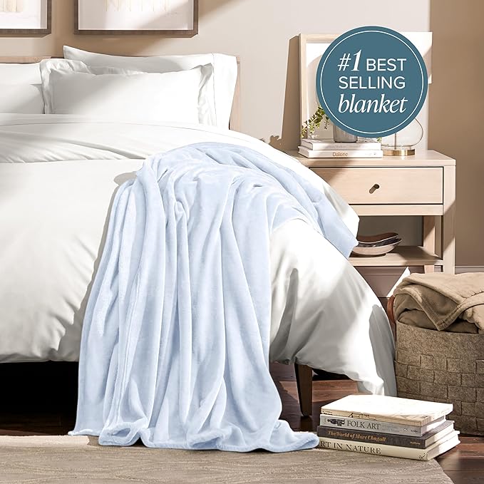 Bare Home Fleece Blanket - Twin/Twin Extra Long - Ultra-Soft Lightweight for Bed, Sofa, and Couch - Luxury Microplush - Cozy Warm Blanket (Twin/Twin XL, Blue Mist)