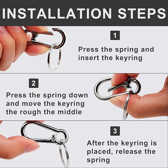 Keychain Keyring Set for Men Women Classic Metal Home Car Key Holder Organizer Portable Carabiner Clip Accessories 2PCS