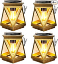 KOOPER Solar Lanterns Outdoor Waterproof, 4 Pack Upgraded Metal Hanging Solar Lights Outdoor Lantern Decorative, Bright Bronze Hanging Lanterns for Yard Patio Table Pathway Garden Decor