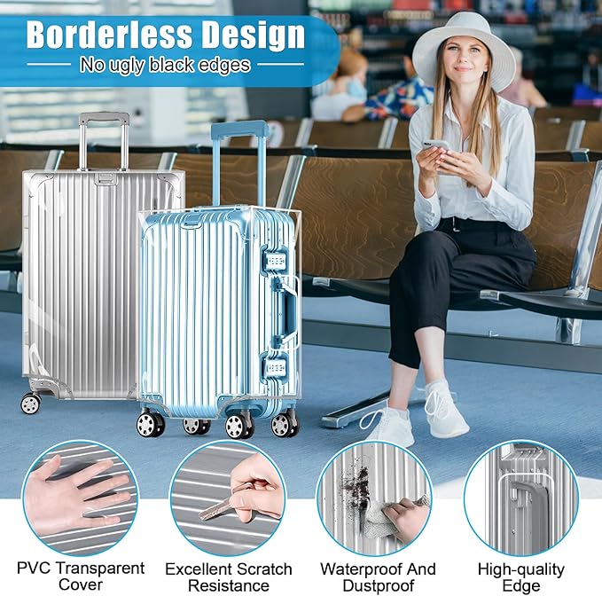 Yotako Clear PVC Suitcase Cover Tough Protector, 30 Inch Luggage Covers for Wheeled Suitcase 30"