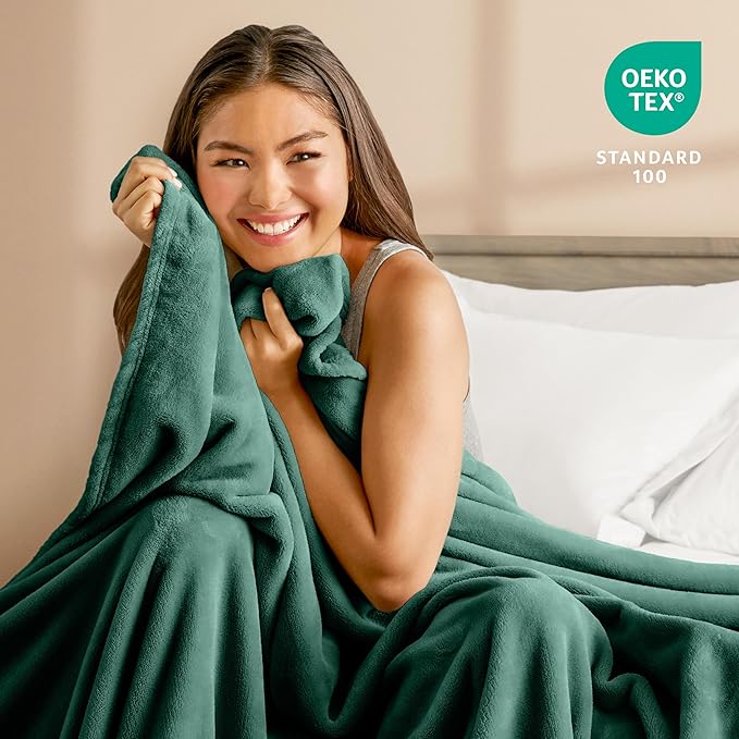Bare Home Fleece Blanket - Throw/Travel - Ultra-Soft Lightweight for Bed, Sofa, and Couch - Luxury Microplush - Cozy Warm Blanket (Throw/Travel, Forest Green)