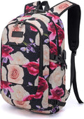 Tzowla Business Laptop Backpack Water Resistant Anti-Theft with USB Charging Port and Lock 15.6 Inch Computer Backpacks for Men, Women, Casual Hiking Travel Daypack (Flower)