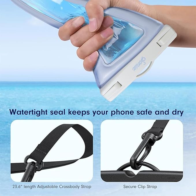 Sonix Waterproof Phone Pouch - Floating Phone Case Dry Bag w/Crossbody Lanyard - Beach Cruise Travel Essentials - Compatible w/All Devices, Touchscreen Friendly | Checkmate Pink/Orange