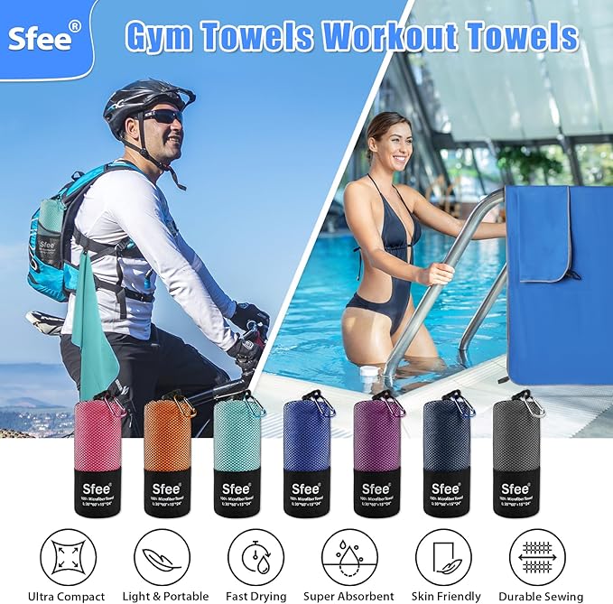 Sfee XL Microfiber Towel, Quick Dry Beach Towel Set 2 Pack - Super Absorbent, Lightweight, Compact, Bath Towel for Travel, Gym, Hiking, Pool, Backpacking, Yoga, Mint