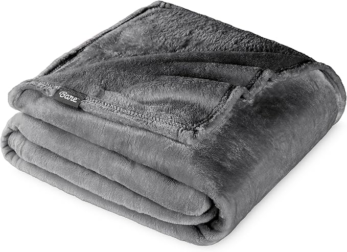 Bare Home Fleece Blanket - Throw Extra Long - Ultra-Soft Lightweight for Bed, Sofa, and Couch - Luxury Microplush - Cozy Warm Blanket (Throw XL, Grey)